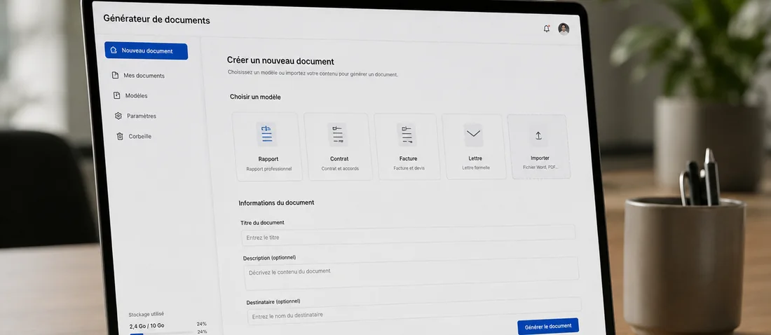 Interface de génération de documents