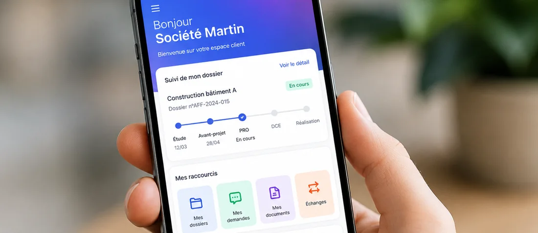 Espace client sur mobile, suivi de dossier